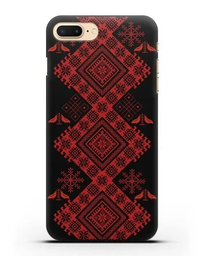 Чехол с белорусским красным орнаментом и женскими символами силиконовый для iPhone 8 Plus