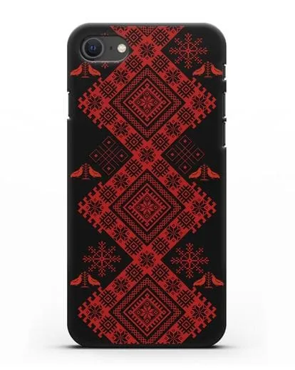 Чехол с белорусским красным орнаментом и женскими символами силиконовый для iPhone SE 2020