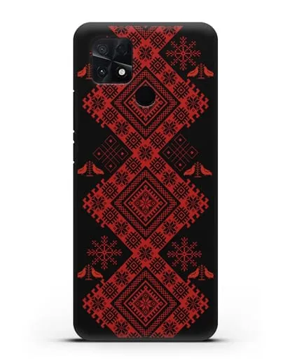 Чехол с белорусским красным орнаментом и женскими символами силиконовый для Xiaomi Poco C40