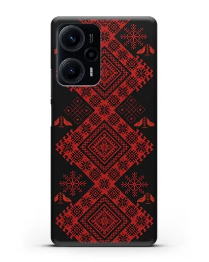 Чехол с белорусским красным орнаментом и женскими символами силиконовый для Xiaomi Poco F5