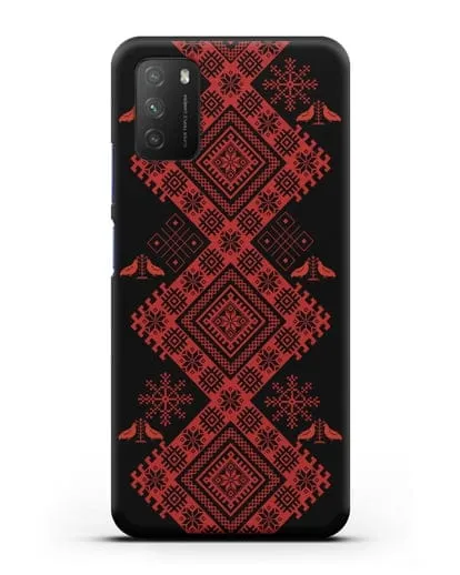 Чехол с белорусским красным орнаментом и женскими символами силиконовый для Xiaomi Poco M3