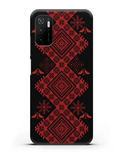 Чехол с белорусским красным орнаментом и женскими символами силиконовый для Xiaomi Poco M3 Pro