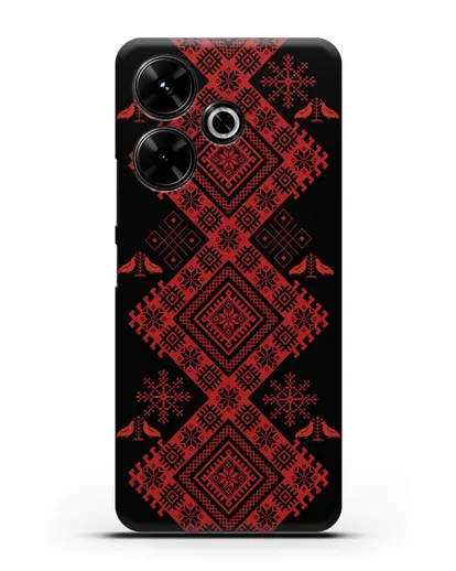 Чехол с белорусским красным орнаментом и женскими символами силиконовый для Xiaomi Poco M6