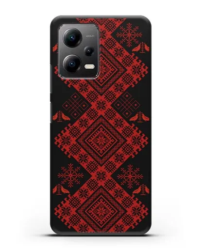 Чехол с белорусским красным орнаментом и женскими символами силиконовый для Xiaomi Poco X5