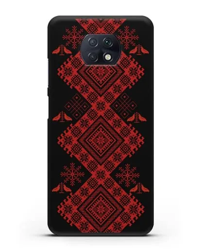 Чехол с белорусским красным орнаментом и женскими символами силиконовый для Xiaomi Redmi Note 9T