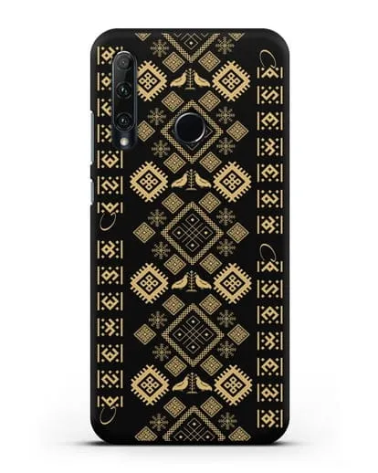 Чехол с белорусским золотым орнаментом и женскими символами силиконовый для Honor 20e