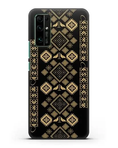 Чехол с белорусским золотым орнаментом и женскими символами силиконовый для Honor 30