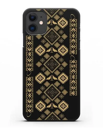 Чехол с белорусским золотым орнаментом и женскими символами силиконовый для iPhone 11