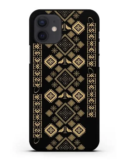 Чехол с белорусским золотым орнаментом и женскими символами силиконовый для iPhone 12