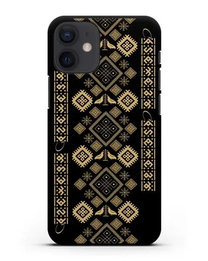 Чехол с белорусским золотым орнаментом и женскими символами силиконовый для iPhone 12 mini