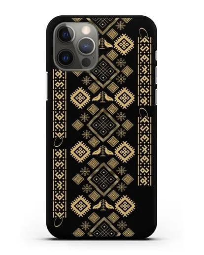 Чехол с белорусским золотым орнаментом и женскими символами силиконовый для iPhone 12 Pro