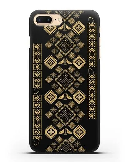 Чехол с белорусским золотым орнаментом и женскими символами силиконовый для iPhone 8 Plus