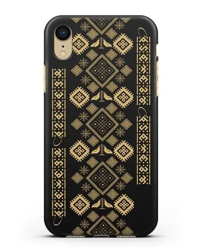 Чехол с белорусским золотым орнаментом и женскими символами силиконовый для iPhone XR