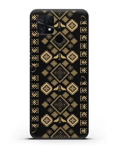 Чехол с белорусским золотым орнаментом и женскими символами силиконовый для Xiaomi Poco C40