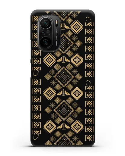 Чехол с белорусским золотым орнаментом и женскими символами силиконовый для Xiaomi Poco F3 Pro