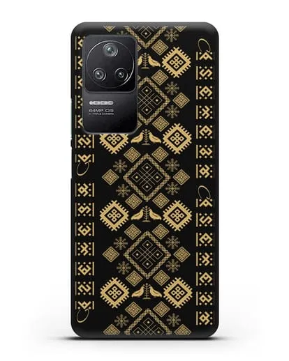 Чехол с белорусским золотым орнаментом и женскими символами силиконовый для Xiaomi Poco F4