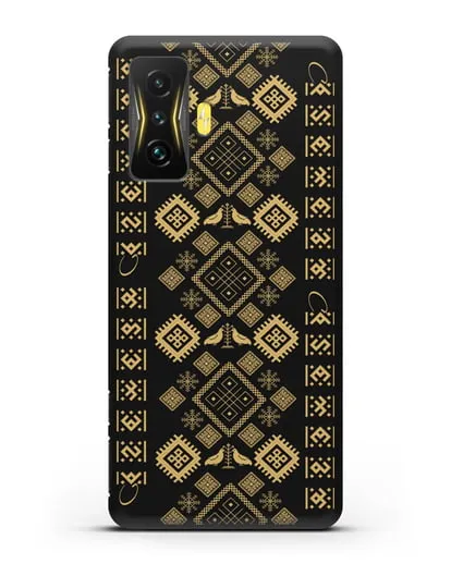Чехол с белорусским золотым орнаментом и женскими символами силиконовый для Xiaomi Poco F4 GT