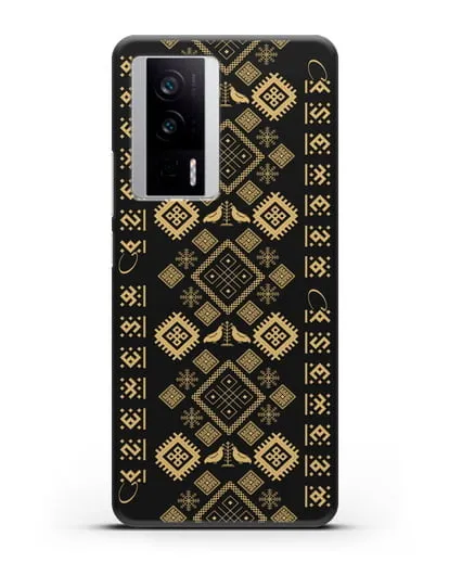Чехол с белорусским золотым орнаментом и женскими символами силиконовый для Xiaomi Poco F5 Pro