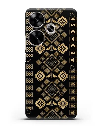 Чехол с белорусским золотым орнаментом и женскими символами силиконовый для Xiaomi Poco F6