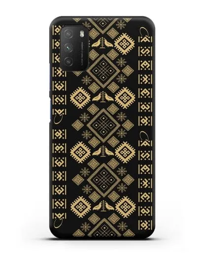 Чехол с белорусским золотым орнаментом и женскими символами силиконовый для Xiaomi Poco M3