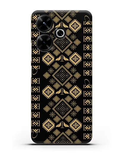 Чехол с белорусским золотым орнаментом и женскими символами силиконовый для Xiaomi Poco M6