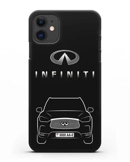 Чехол Infiniti QX с номерным знаком силиконовый для iPhone 11