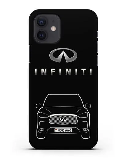 Чехол Infiniti QX с номерным знаком силиконовый для iPhone 12