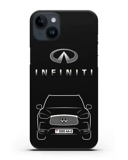 Чехол Infiniti QX с номерным знаком силиконовый для iPhone 14 Plus