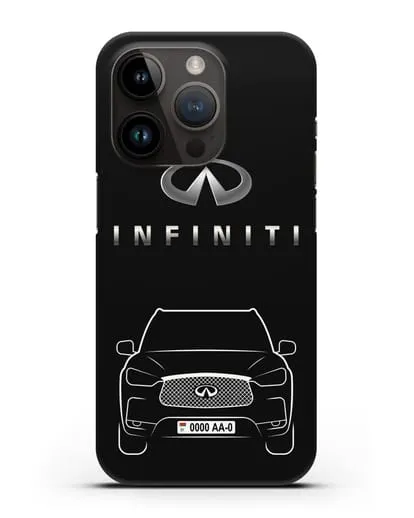 Чехол Infiniti QX с номерным знаком силиконовый для iPhone 14 Pro