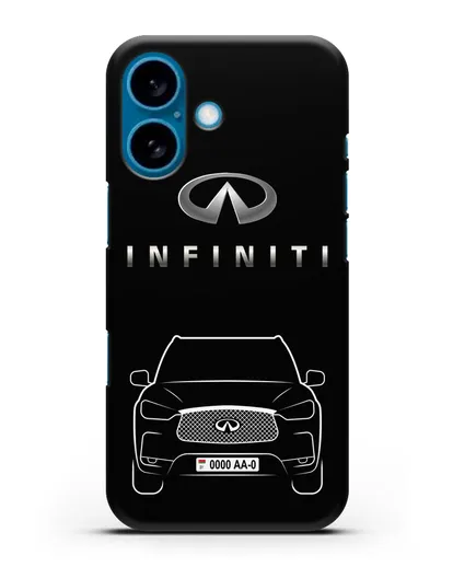 Чехол Infiniti QX с номерным знаком силиконовый для iPhone 16