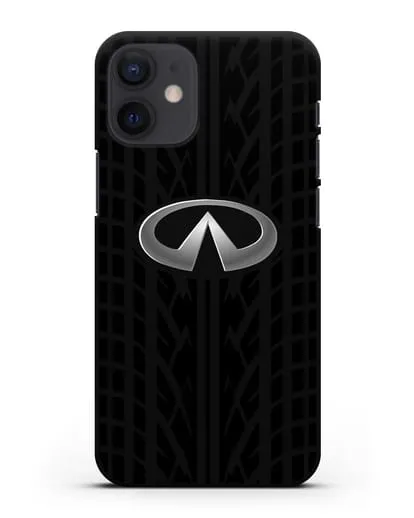 Чехол с логотипом Инфинити с протектором шин силиконовый для iPhone 12 mini