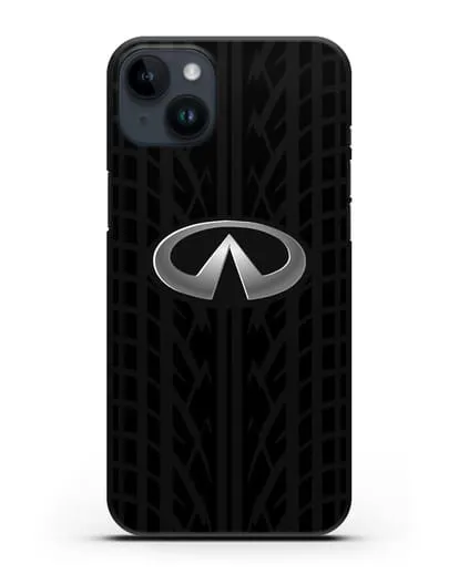 Чехол с логотипом Инфинити с протектором шин силиконовый для iPhone 14 Plus
