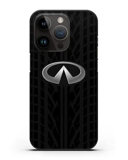 Чехол с логотипом Инфинити с протектором шин силиконовый для iPhone 14 Pro