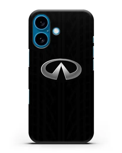 Чехол с логотипом Инфинити с протектором шин силиконовый для iPhone 16