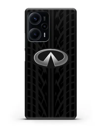 Чехол с логотипом Инфинити с протектором шин силиконовый для Xiaomi Poco F5