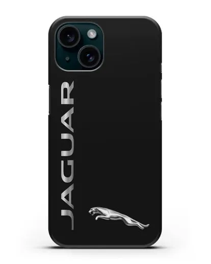 Чехол с надписью Jaguar и логотипом силиконовый для iPhone 15