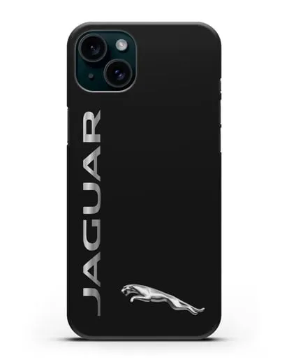 Чехол с надписью Jaguar и логотипом силиконовый для iPhone 15 Plus