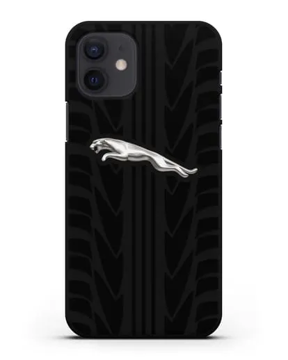 Чехол с символикой Ягуар с протектором шин силиконовый для iPhone 12