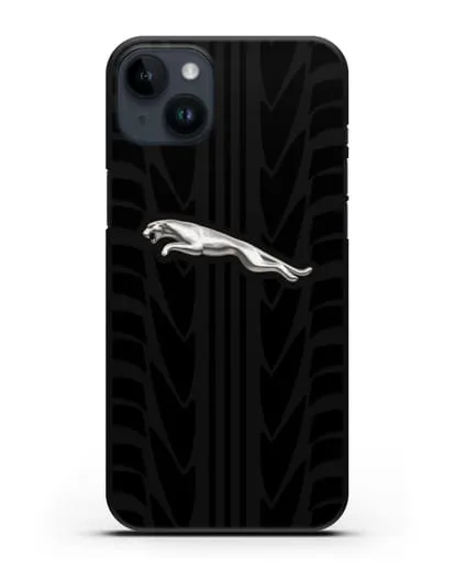 Чехол с символикой Ягуар с протектором шин силиконовый для iPhone 14 Plus