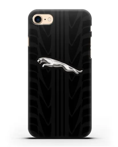 Чехол с символикой Ягуар с протектором шин силиконовый для iPhone 8