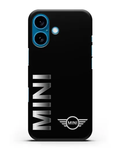 Чехол с надписью Mini и логотипом силиконовый для iPhone 16