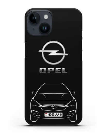 Чехол Opel с номерным знаком силиконовый для iPhone 14