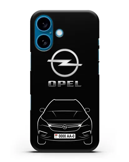 Чехол Opel с номерным знаком силиконовый для iPhone 16