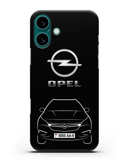 Чехол Opel с номерным знаком силиконовый для iPhone 16 Plus