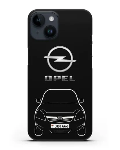 Чехол Opel Zafira с автомобильным номером силиконовый для iPhone 14