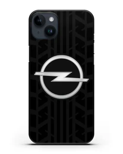 Чехол с эмблемой Opel с протектором шин силиконовый для iPhone 14 Plus
