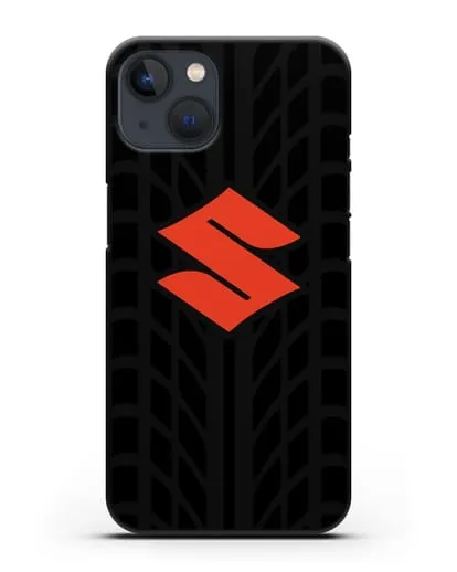Чехол с эмблемой Suzuki с протектором шин силиконовый для iPhone 13