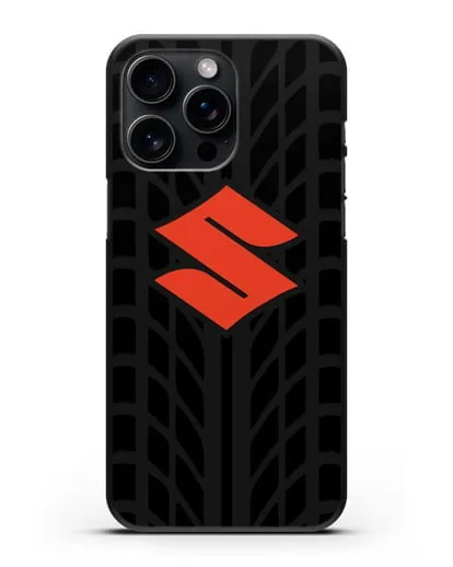 Чехол с эмблемой Suzuki с протектором шин силиконовый для iPhone 15 Pro Max