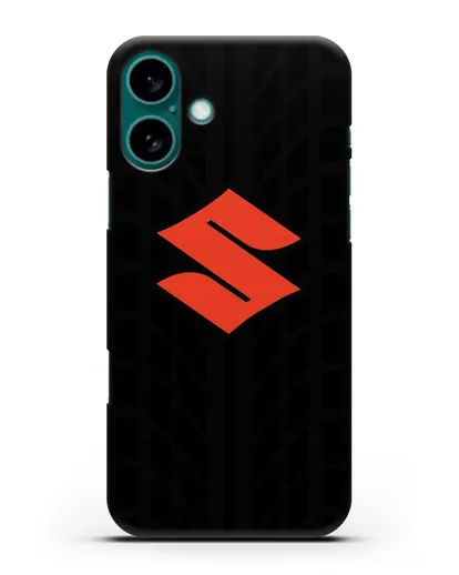 Чехол с эмблемой Suzuki с протектором шин силиконовый для iPhone 16 Plus