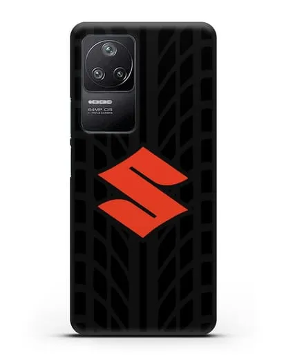 Чехол с эмблемой Suzuki с протектором шин силиконовый для Xiaomi Poco F4